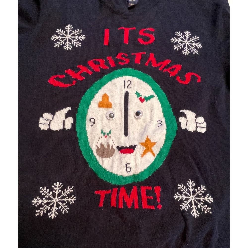 Route 66 Ugly Sweater It's Christmas Time Clock Snowflakes Size 2X Teacher Party
